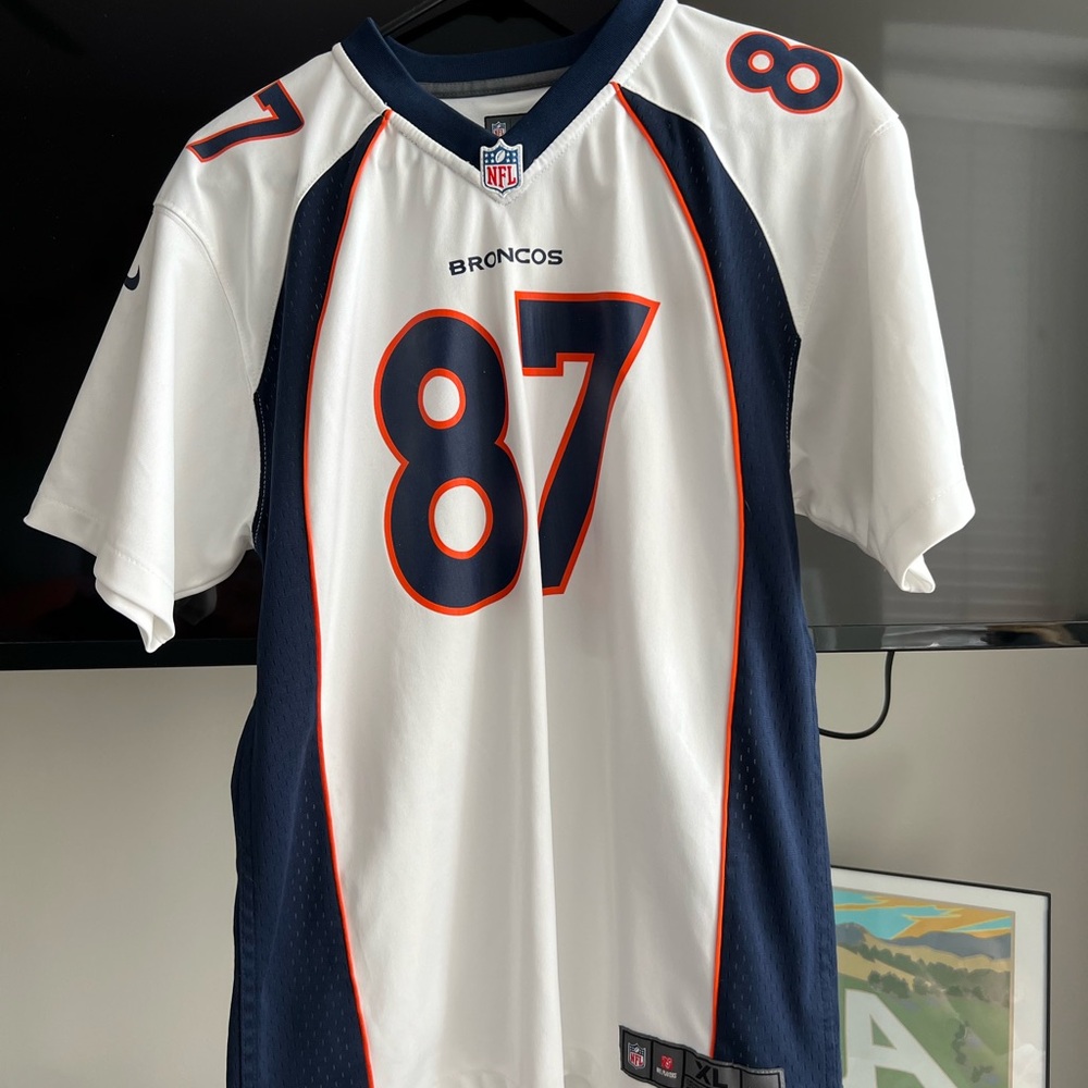 NFL On Field Broncos Jersey in White and Navy